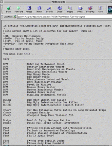 Screen shot of Gopher program from old Mac OS computer