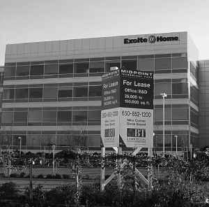 Vacant Excite@Home headquarters, visible from highway 101 as an icon of the dot-com crash